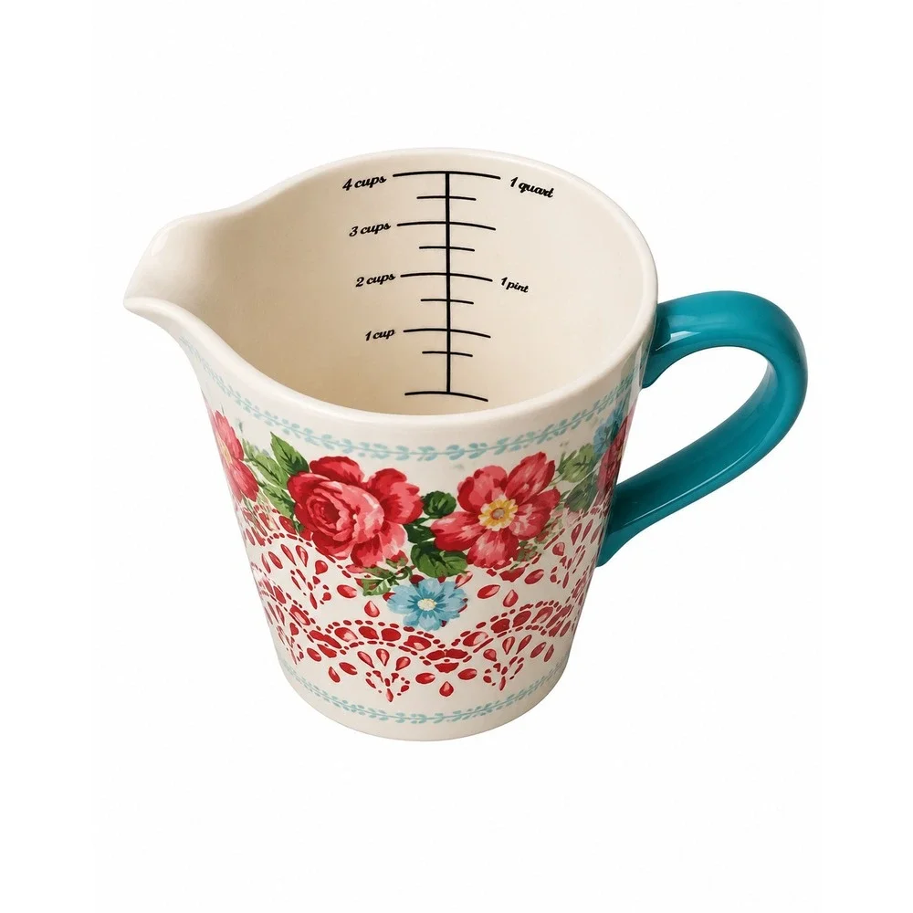 The Pioneer Woman Vintage Floral 5.3/4 inch 1-Quart 4 Cup Measuring Cup Pitcher